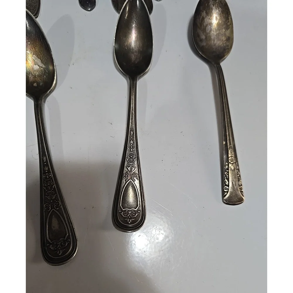 Lot of Vtg Silver Plated Fork & Spoon Retro Dining Utensils Flatware Silverware‎